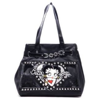 Betty Boop Black Clear Rhinestone Studs Satchel Shoulder Dual Bags Handbag Purse Shoes