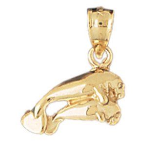 14K Gold Charm Pendant 1.6 Grams Nautical> Manatees879 Necklace Jewelry