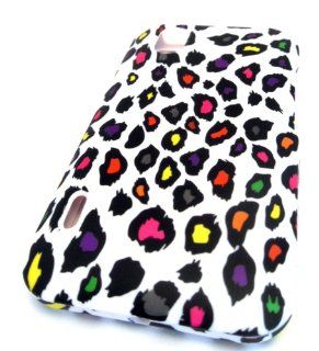 LG LS855 Marquee Rainbow Multi Color Cheetah Rubberized Feel Rubber Coated Hard Smooth Sprint Case Skin Cover Protector Cell Phones & Accessories