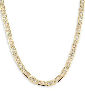 Solid 14k Two Tone Gold Valentino Chain Necklace 3.9 mm Jewelry