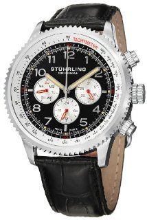Stuhrling Original Men's 858L.01 "Octane" Concorso Silhouette Stainless Steel and Black Leather Watch at  Men's Watch store.