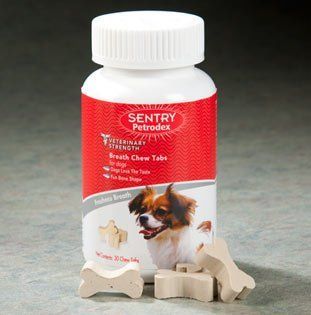 Sentry Petrodex Veterinary Strength Breath Chew Tabs for Dogs 30 ct  Pet Health Care Supplies 