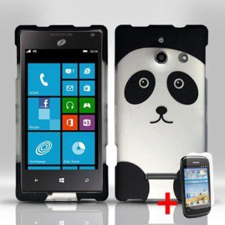 HUAWEI ASCEND W1 H883G BLACK WHITE PANDA BEAR COVER SNAP ON HARD CASE + FREE SCREEN PROTECTOR from [ACCESSORY ARENA] Cell Phones & Accessories