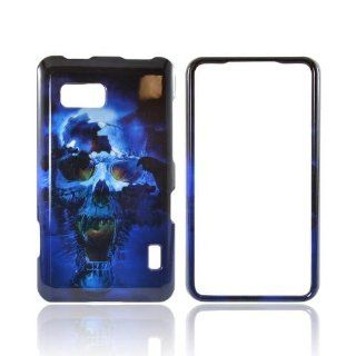 Blue Skull LG Ls860 Cayenne Hard Plastic Snap On Shell Case Cover Cell Phones & Accessories