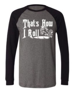 That's How I Roll Men's Long Sleeve Baseball T shirt, Funny Weed Marijuana Joint And Smoke Design Baseball Shirt Novelty T Shirts Clothing