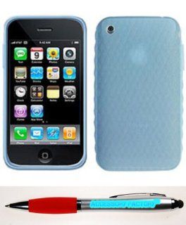Accessory Factory(TM) Bundle (the item, 2in1 Stylus Point Pen) &quotPDA&quot Iphone 3G Trans. Lt. Blue Silicon Skin Case Cover Protector Soft Silicone Jelly Rubber Skin Case Phone Protector Cover Cell Phones & Accessories