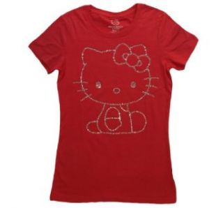 Mighty Fine Womens Rhinestone Hello Kitty T Shirt Red Clothing