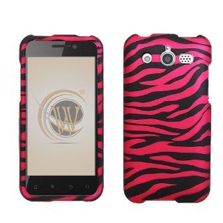 Huawei Mercury M886 Rubber Feel Hard Case Cover   Hot Pink Zebra Cell Phones & Accessories