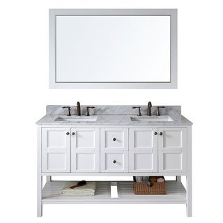Virtu Virtu Usa Winterfell 60 Inch Double Sink White Vanity With Carrara White Marble Countertop With Backsplash White Size Double Vanities