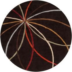 Hand tufted Black Contemporary Appert Wool Abstract Rug (8 Round)