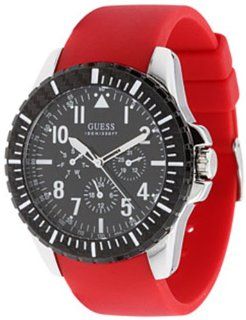 Guess Men's U90036G1 Red Polyurethane Quartz Watch with Black Dial Guess Watches