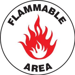 Accuform Signs MFS863 Slip Gard Adhesive Vinyl Round Floor Sign, Legend "FLAMMABLE AREA" with Graphic, 8" Diameter, Black/Red on White Industrial Floor Warning Signs