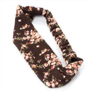 Brown Floral Print Design Soft Fabric Headwrap Headband Hair Band Jewelry