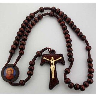 Brown Wood St. Francis/St. Claire Rosary, Plastic Box Mcvan Jewelry