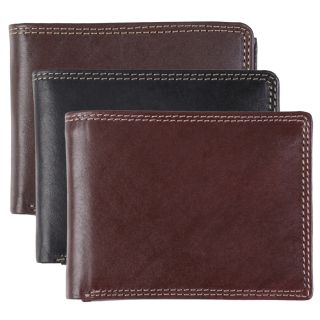 Stylish Boston Traveler Mens Topstitched Bi fold Genuine Leather Wallet