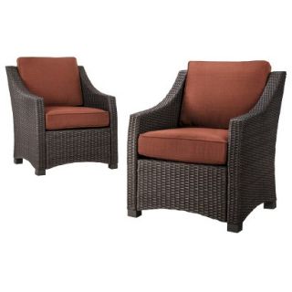 Outdoor Patio Furniture Set Threshold 2 Piece Orange Wicker Club Chair,