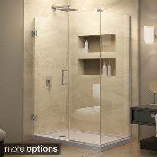 Dreamline Unidoor Plus 30.375   34.375 In. D X 43.5 In. W Frameless Hinged Shower Enclosure, Clear Glass