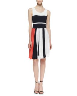 Womens Mia Sleeveless Mixed Stripe Dress, Party Pink/Utility Blue/White  