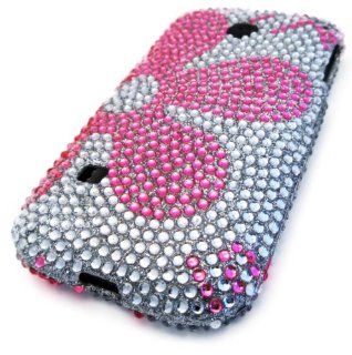 Straight Talk Huawei M865c Pink Lily Flower Bling Jewel Gem HARD Case Skin Cover Accessory Protector Cell Phones & Accessories