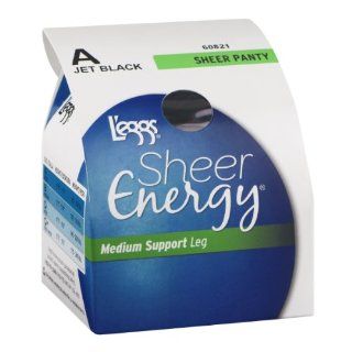 L'eggs Sheer Energy Medium Support Leg Sheer Panty A Jet Black 1CT (Pack of 3)  Medical Support Hose And Socks  Grocery & Gourmet Food