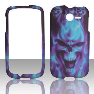 2D Blue Skull Huawei Ascend Y M866 TracFone , U.S.Cellular Case Cover Hard Phone Case Snap on Cover Rubberized Touch Faceplates Cell Phones & Accessories