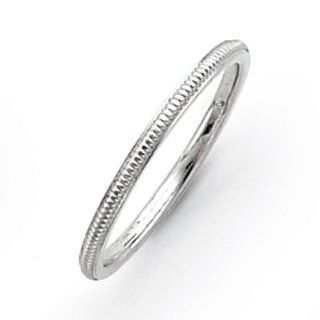 14k White Gold 1.5mm Milgrain Band Ring   Size 4   JewelryWeb Wedding Bands Jewelry