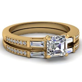 .90 Ct Asscher Cut Diamond Trinity Engagement Wedding Rings Set VS2 GIA Certified # 1156412191 Fascinating Diamonds Jewelry