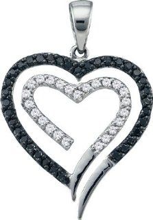 0.35 Carat (ctw) Diamond Heart Pendant set in 14k White Gold PR01 2676 Jewelry