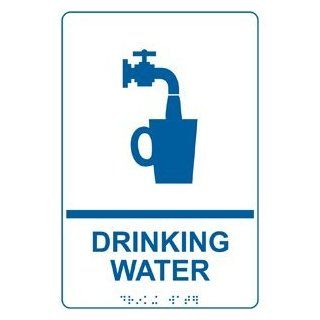 ADA Drinking Water Braille Sign RRE 890 BLUonWHT Amenities / Services  Business And Store Signs 