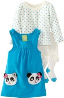 Watch Me Grow by Sesame Street Baby Girls Infant 3 Piece  Panda Hearts Jumper Pullover And Tight, Aqua, 24 Months Clothing