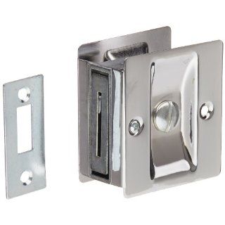 Rockwood 891.26 Brass Pocket Door Privacy Latch, 2 1/2" Width x 2 3/4" Height, Polished Chrome Plated Finish Industrial Hardware