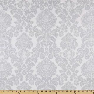 44'' Wide Michael Miller Delovely Damask Metallic Platinum Fabric By The Yard