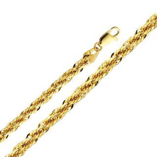 14k Yellow Gold 4.0mm Fancy Rope Chain with Lobster Claw Clasp (20" 22" 24")   22" Inches The World Jewelry Center Jewelry