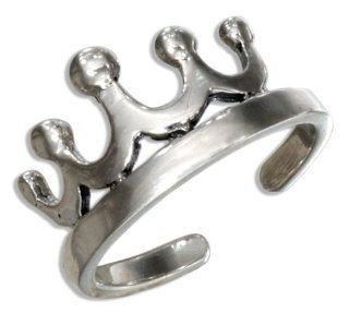 Sterling Silver High Polish Crown Toe Ring Jewelry