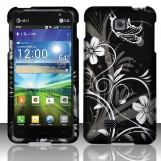 For LG Escape P870 (AT&T) Rubberized Design Cover   White Flowers Cell Phones & Accessories