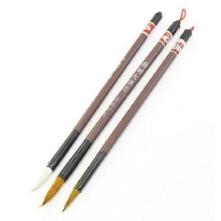 3 Pcs Different Size Head Plastic Cap Shaft Chinese Writing Brushes  Calligraphy Pens 