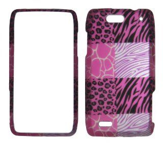 Pink Leopard Zebra Giraffe Mix Motorola Droid 4 XT894 (Verizon wireless) Case Cover Hard Protector Phone Cover Snap on Case Faceplates Cell Phones & Accessories
