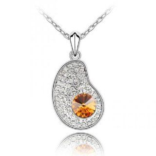 Charm Jewelry Swarovski Crystal Element 18k Gold Plated Topaz Unique Bean Necklace Z#873 Zg4dc24f Jewelry