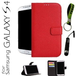 YESOO Luxury High Quality PU Leather Wallet Case With Wake Up Sleep Function For Samsung Galaxy S4 IV S 4 i9500, Colorful Interior including Credit Cards Holder & Pockets to Keep Bank Cards, Driver License, ID Cases Come With Aluminum Touch Pen And Sil