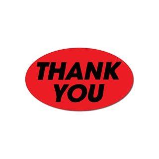 Thank You Fluorescent Red Deli Labels .875"X1.5" Oval, Roll of 1000 Kitchen Products Kitchen & Dining