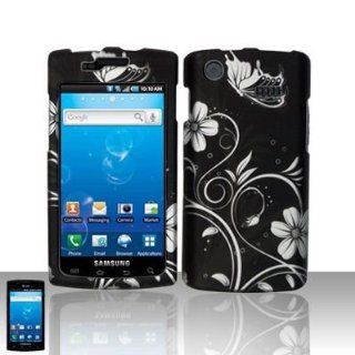 Rubberized Silver Vine Flower Butterfly Snap on Design Case Hard Case Skin Cover Faceplate for Att Samsung Galaxy S Captivate I897 Cell Phones & Accessories