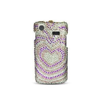 Samsung Captivate i897 SGH I897 Bling Gem Jeweled Jewel Crystal Diamond Purple Hearts Cover Case Cell Phones & Accessories
