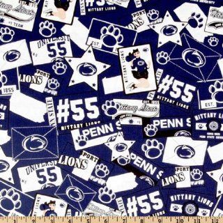 45'' Wide Collegiate Cotton Broadcloth Penn State University Blue/White Fabric By The Yard