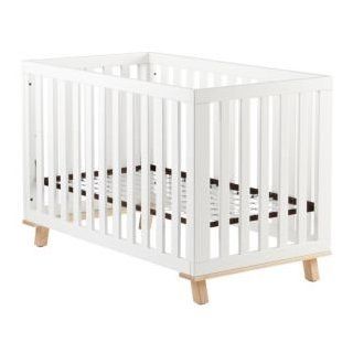 Cribs White Frame and Maple Base Low Rise Crib  Land Of Nod  Baby