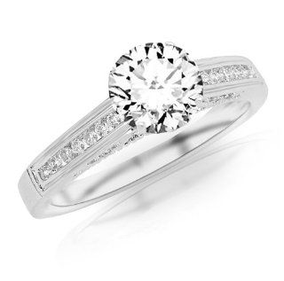 0.45 Carat Round Cut Classic Channel Set Diamond Engagement Ring (G H Color, VS2 SI1 Clarity) Jewelry