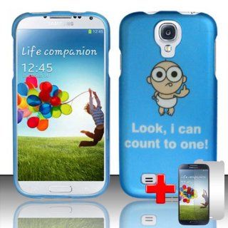 Samsung Galaxy S4 (Verizon/AT&T/Sprint/T Mobile/Ting/U.S. Cellular/Cricket) 2 Piece Snap On Rubberized Hard Plastic Case Cover, Angry Baby Blue Cover + LCD Clear Screen Saver Protector Cell Phones & Accessories