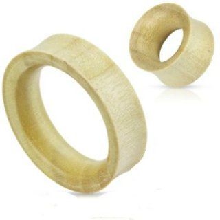 Pair (2) Organic Crocodile Wood Ear Plugs Hollow Blonde Tunnels Gauges  1/2" 12MM Body Piercing Plugs Jewelry