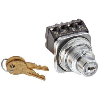 Siemens 52SC6CVA1 Heavy Duty Key Operated Selector Switch Unit, Water and Oil Tight, 3 Positions, Momentary Spring Return From Left and Right Operation, Key Removable In All Positions, C Cam, 1NO + 1NC Contact Blocks Electronic Component Key Operated Swit