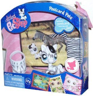 Littlest Pet Shop Postcard Pets Series Portable Bobble Head Pet Figure Gift Set #903   Zebra with Visor, Blankets and Postcard Toys & Games