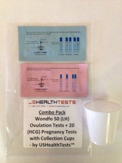 Wondfo 50 (LH) Ovulation Tests + 20 (HCG) Pregnancy Test Strip Combo Pack with Collection Cups by USHealthTests Health & Personal Care